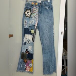 Y2K patchwork bellbottom jeans
